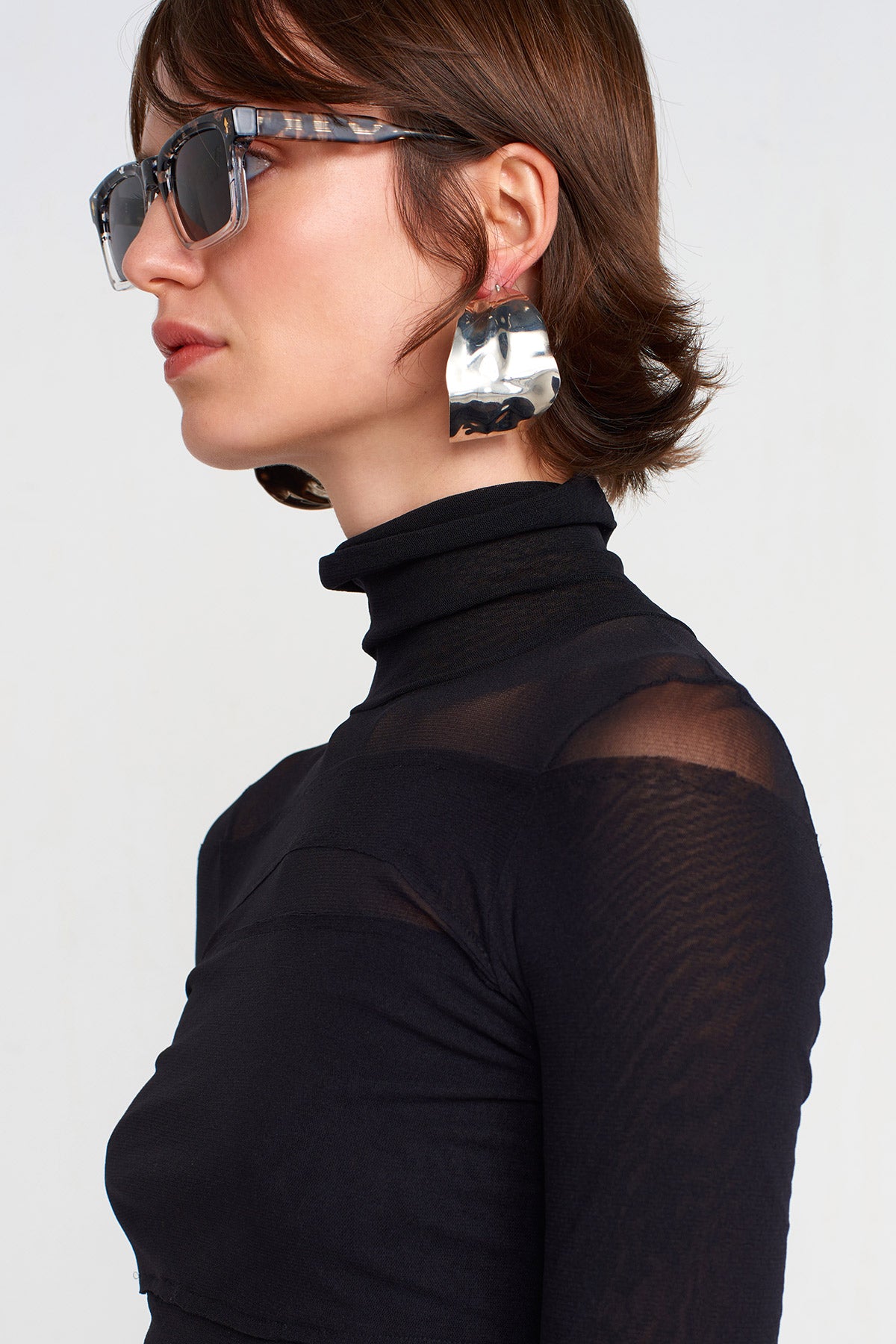 Siyah Bloklu Tül Body-K251011032