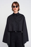 Black Wide Crop Shirt-K251011033