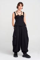 Black Thick Strap Corset Top-K251011039