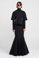 Black Zipper Detailed Thick Fabric T-shirt-K251011041