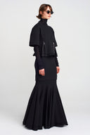 Black Zipper Detailed Thick Fabric T-shirt-K251011041