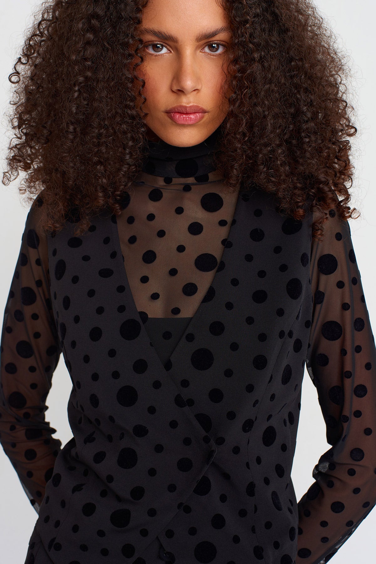 Polka Dot Patterned Double Breasted Vest-K251011049