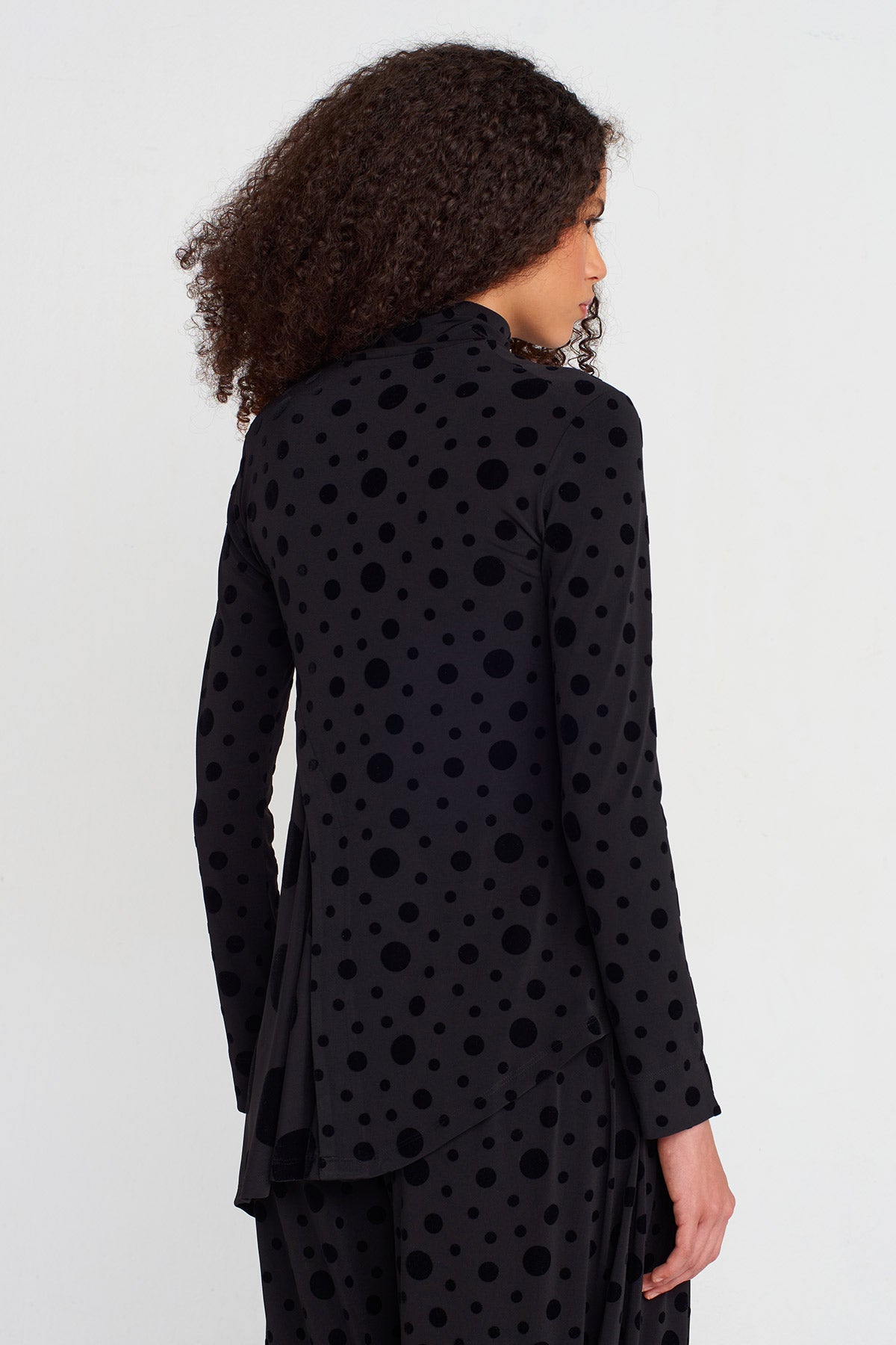 Multicolor Velvet Polka Dot Patterned Jersey Blouse-K251011051