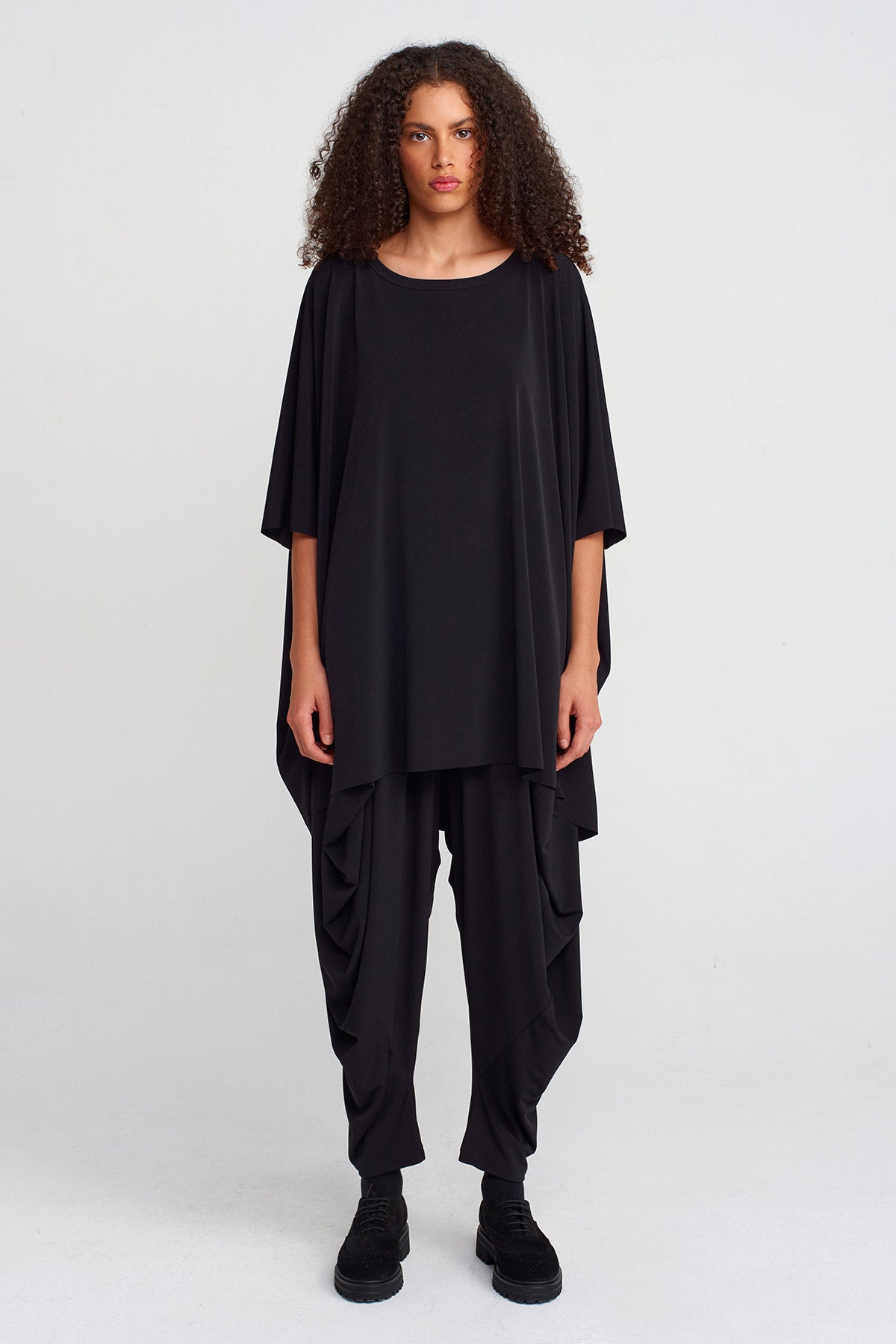 Siyah Jarse Oversize T-shirt-K251011057