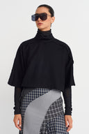 Black Wool Crop T-shirt-K251011070