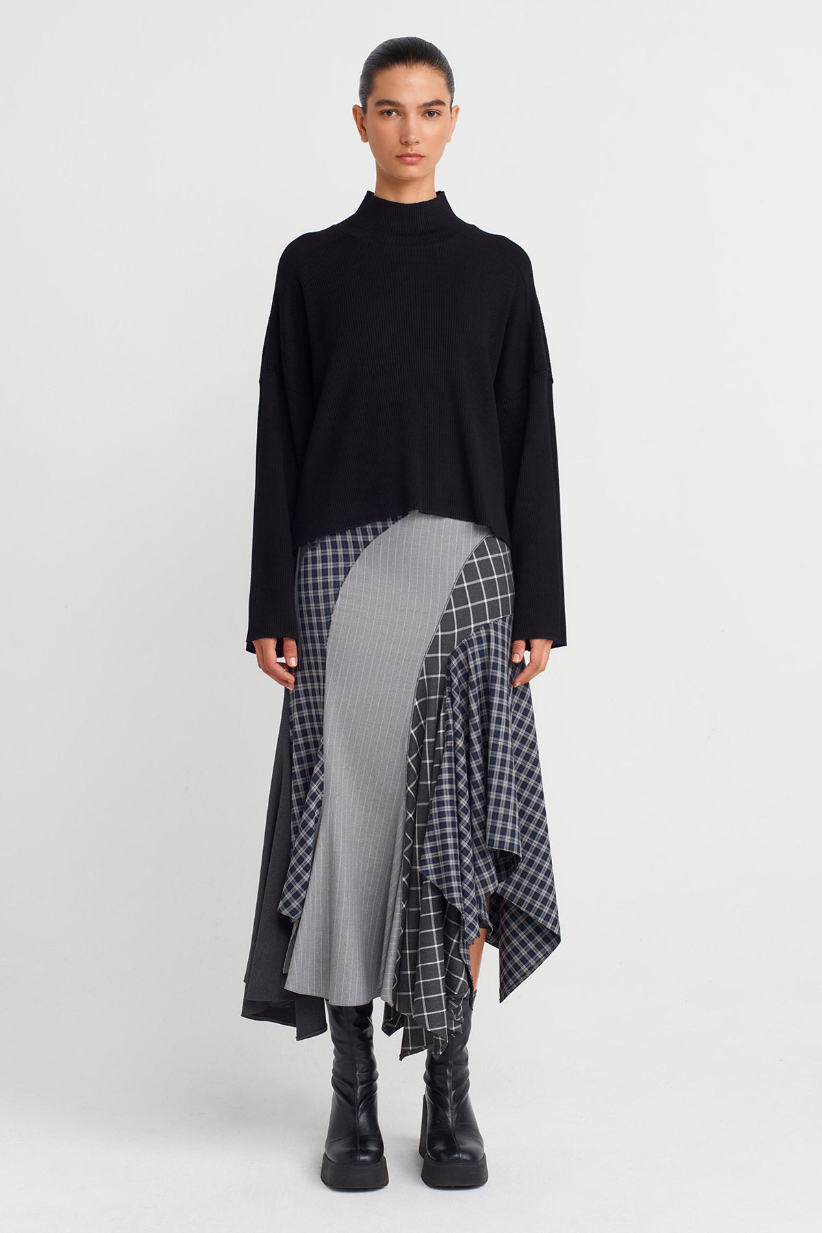Siyah Oversize Kaşkorse Bluz-K251011072