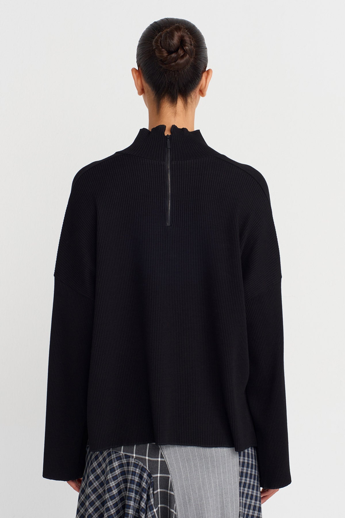 Siyah Oversize Kaşkorse Bluz-K251011072