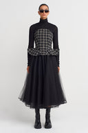 Gray/White Plaid Tweed Corset-K251011076