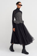 Gray/White Plaid Tweed Corset-K251011076