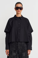 Black Layered Oversize Shirt-K251011082