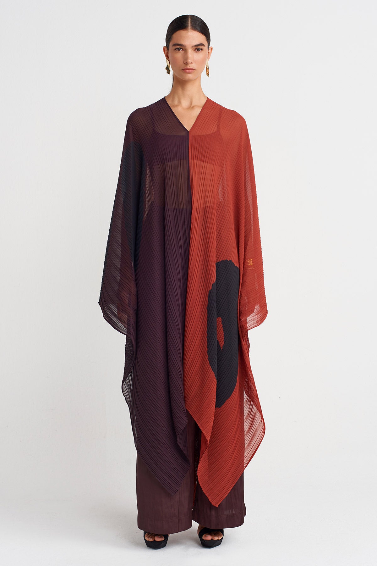 Multicolor Plise Şifon Bluz-K251011097