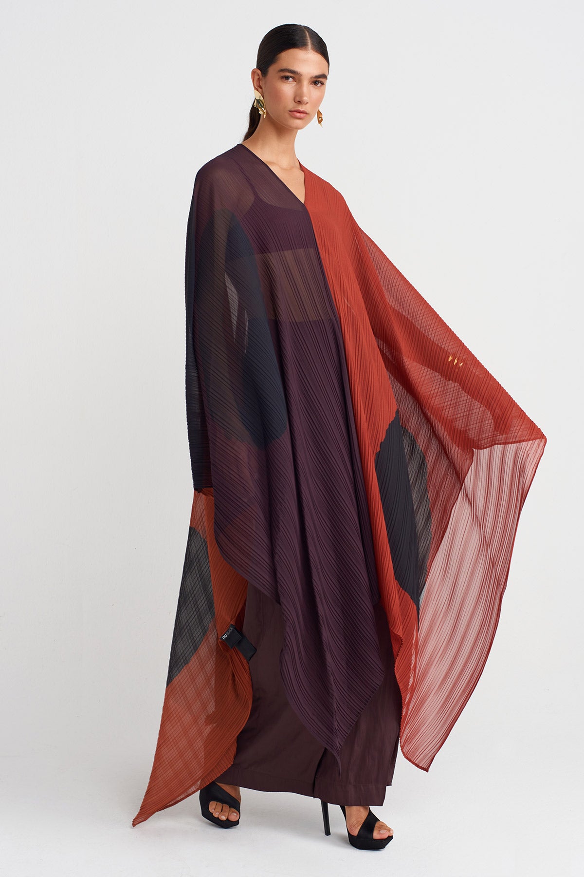 Multicolor Plise Şifon Bluz-K251011097
