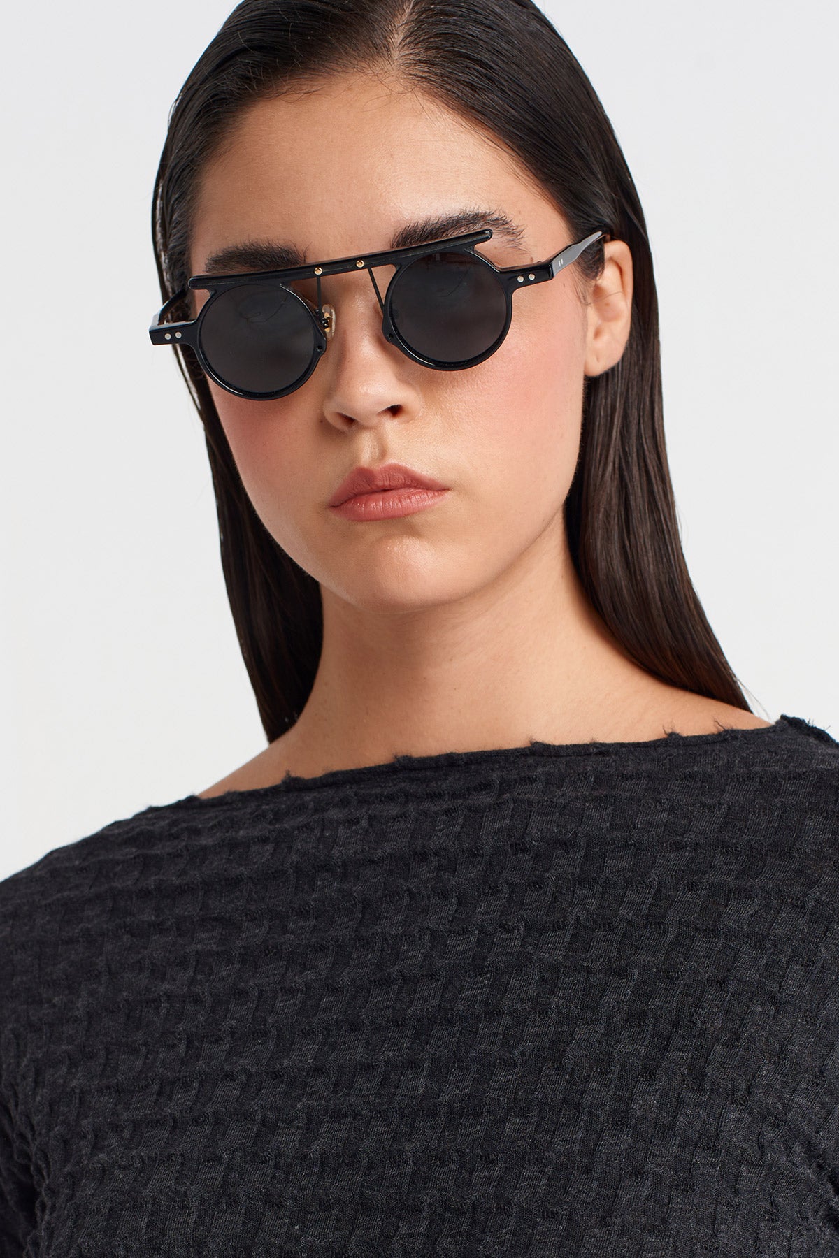 Antrasit Jakarlı Uzun Kollu Crop  Bluz-K251011099