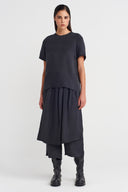 Black Stone Wash Effect T-Shirt-K251011100