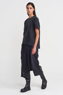 Black Stone Wash Effect T-Shirt-K251011100