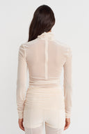 Natur Tulle Bodysuit with Side Gathers-K251011118