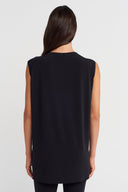Black Sleeveless, Basic Jersey T-shirt-K251011134
