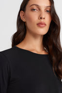 Black Long Sleeve Jersey T-shirt-K251011136