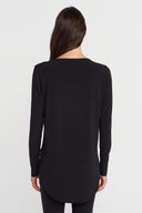 Black Long Sleeve Jersey T-shirt-K251011136