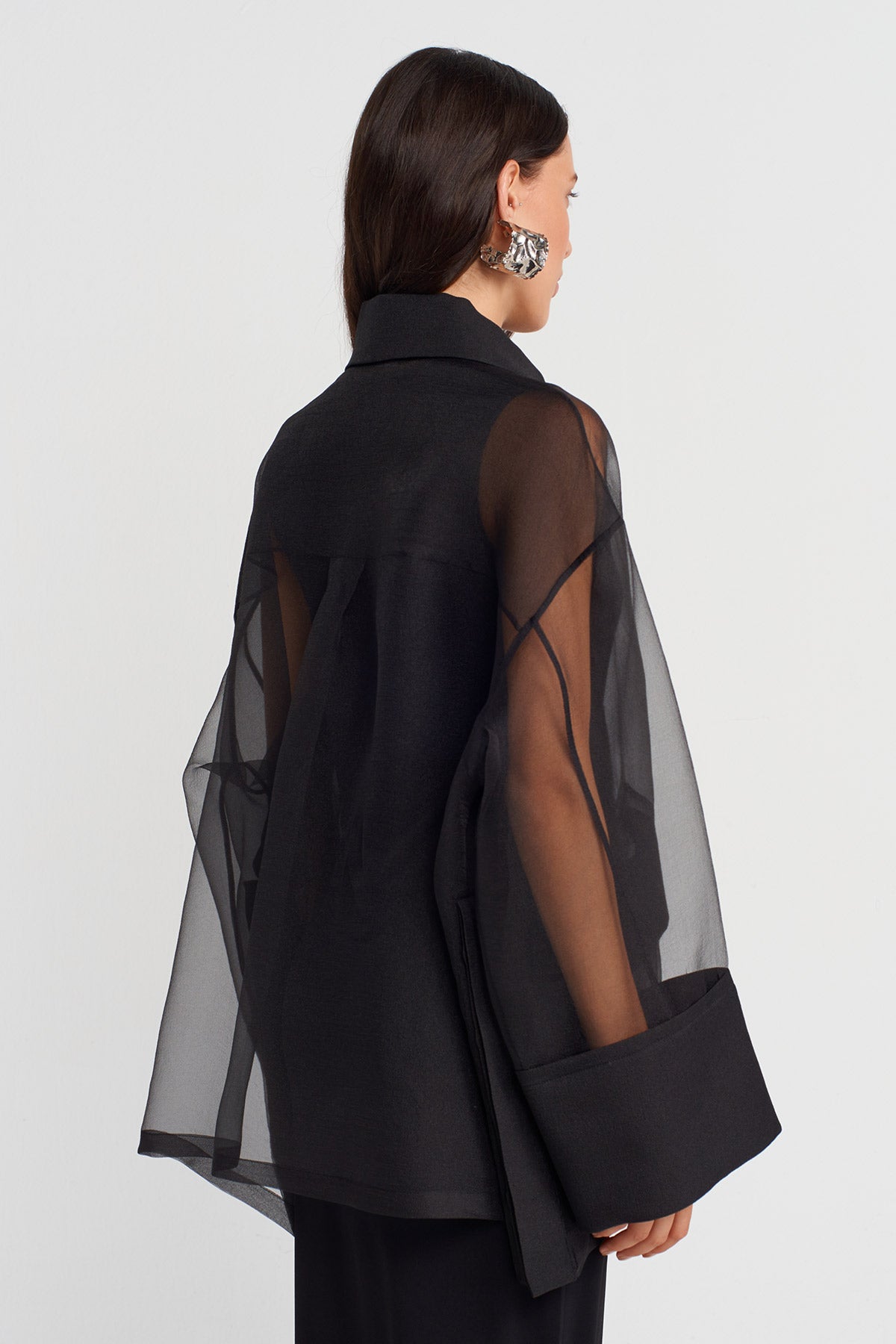 Black Oversize Organza Shirt-K251011138