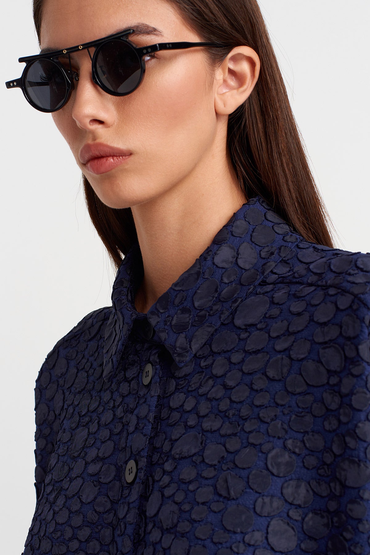 Purple Jacquard Short Shirt-K251011141