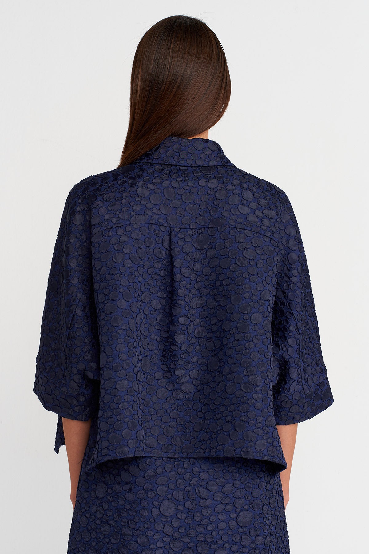 Purple Jacquard Short Shirt-K251011141