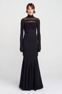 Black Double Layer Fishtail Skirt-K252012009