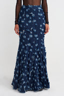 Indigo Yırtık Balık  Form Denim Etek-K252012022