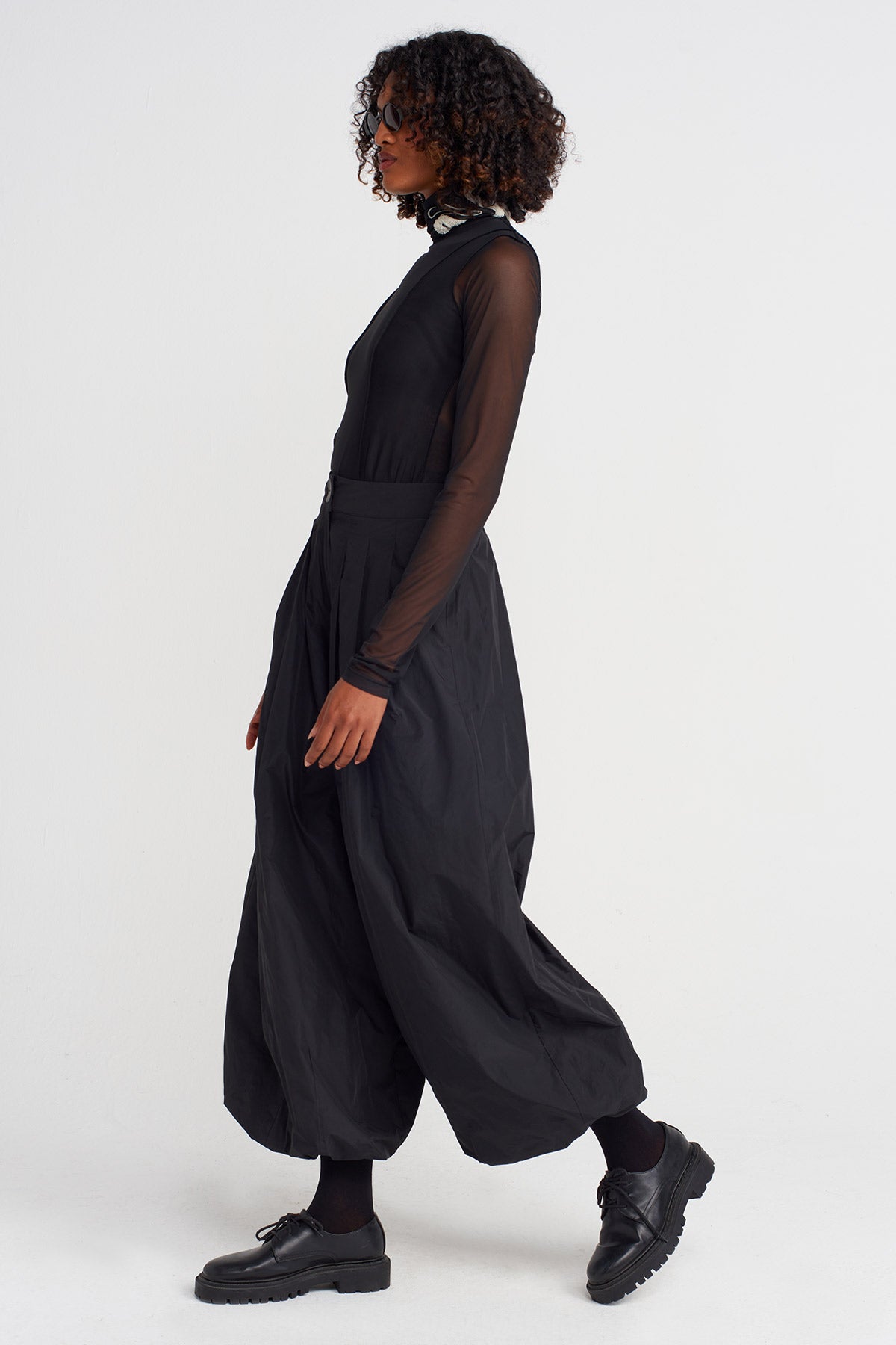 Siyah Tafta Balon Pantolon-K253013016