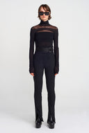Black Self-Belted, High Waist Skinny Trousers-K253013021