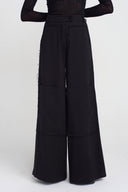 Black Large Pocket Palazzo Pants-K253013022