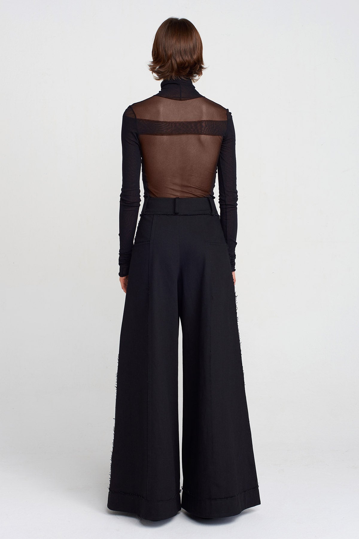 Siyah Bol Paça Denim Pantolon-K253013023