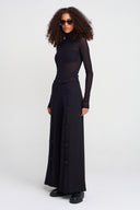 Black Button Detailed Loose Comfortable Trousers-K253013038