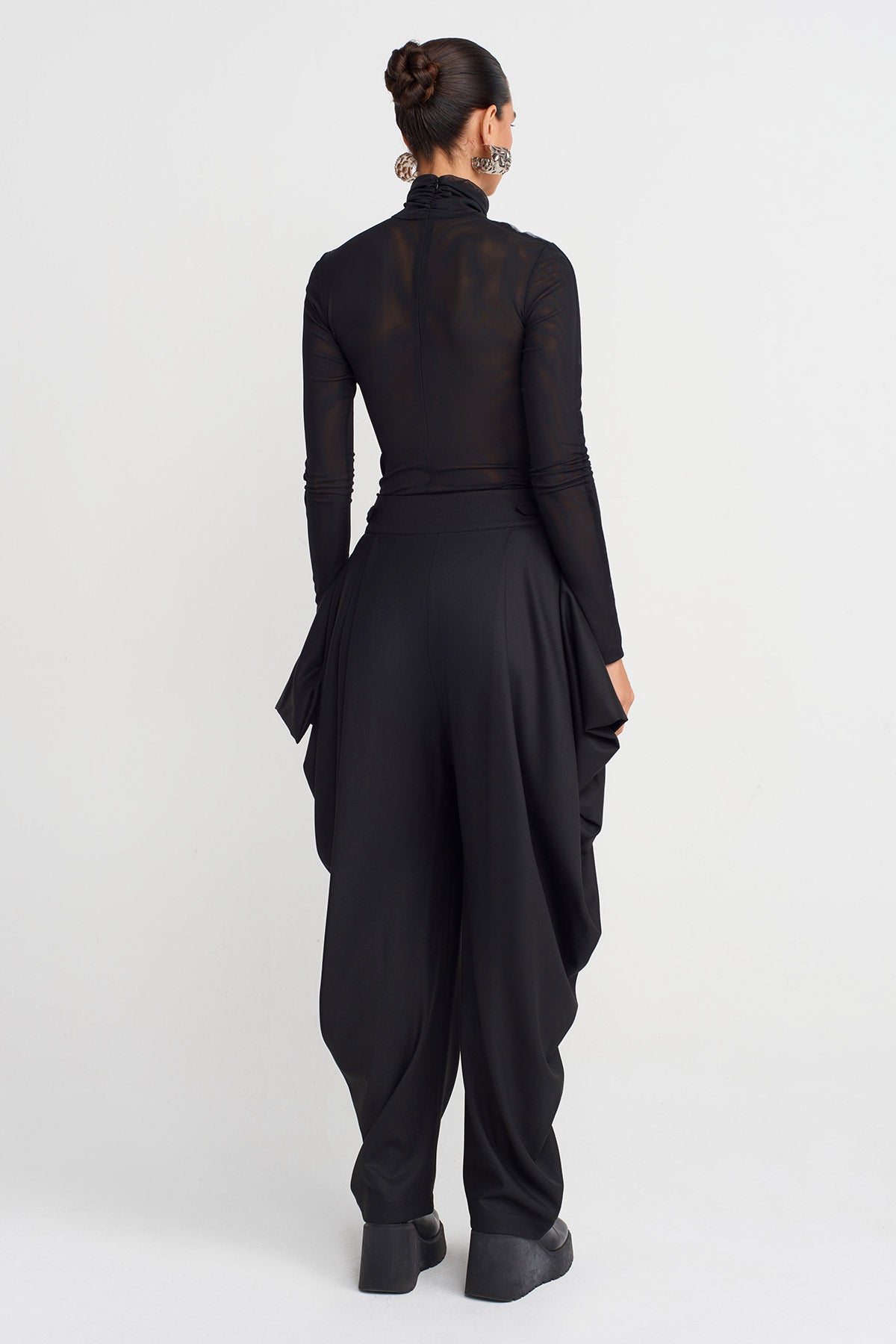 Siyah Drapeli Pantolon-K253013042