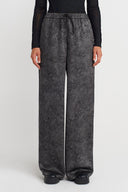 Off Black Washed Effect Wide Leg Trousers-K253013048
