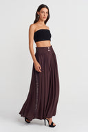 Dark Purple Wide Trousers with Sequined Sides-K253013050