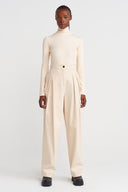 Natur High Waist Pleated Denim Pants-K253013053