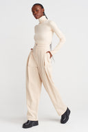 Natur High Waist Pleated Denim Pants-K253013053