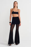 Black Tulle Flare Leg Pants-K253013059