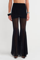 Black Tulle Flare Leg Pants-K253013059