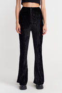 Black Corduroy Textured Flare Pants-K253013064