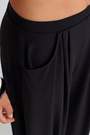 Siyah Yanları Drapeli Jarse Pantolon-K253013076
