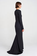 فستان أسود طويل الذيل-K254014033