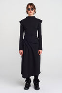 Black Waist-Sit, Back Window Midi Dress-K254014035
