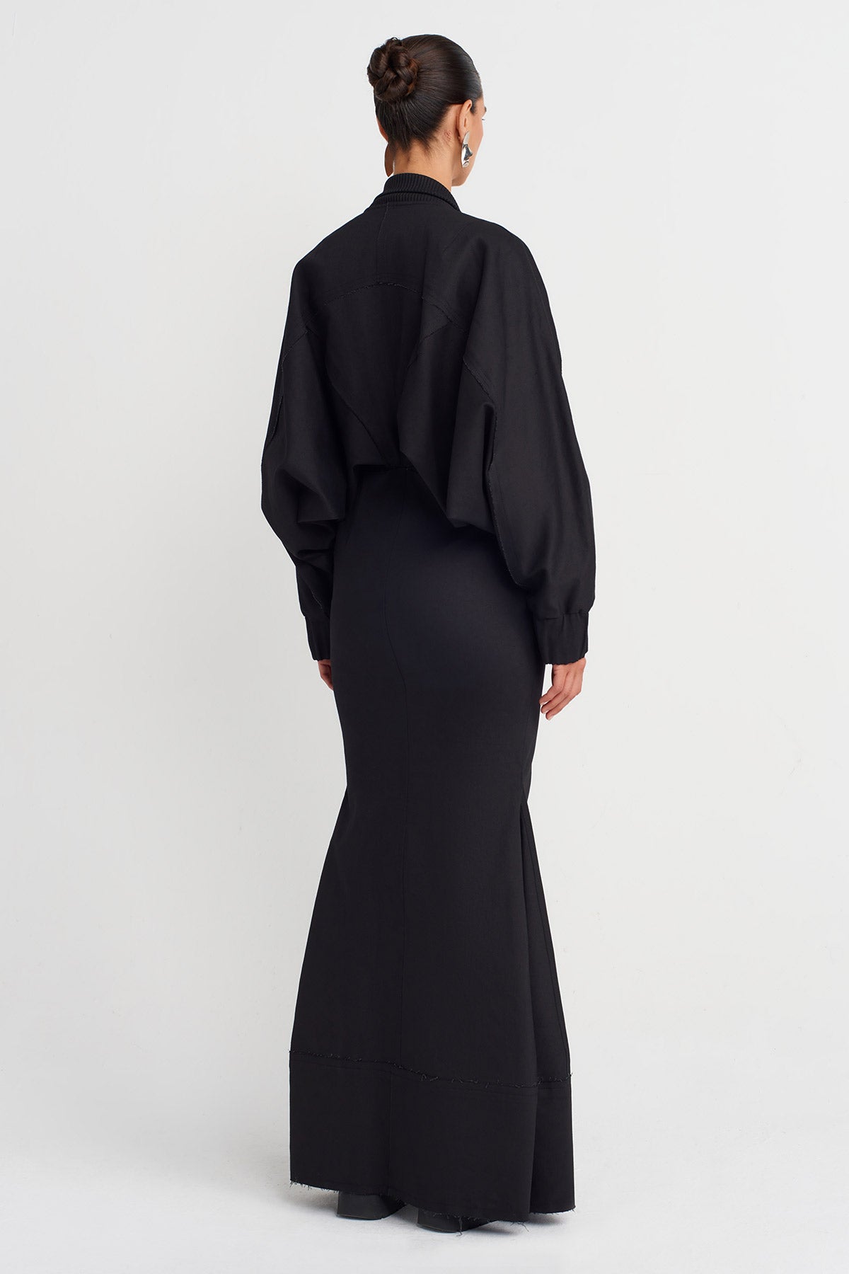 Black Zipper Detailed Maxi Dress-K254014059