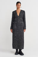 Black / Off-White Sparkly Long Dress-K254014078