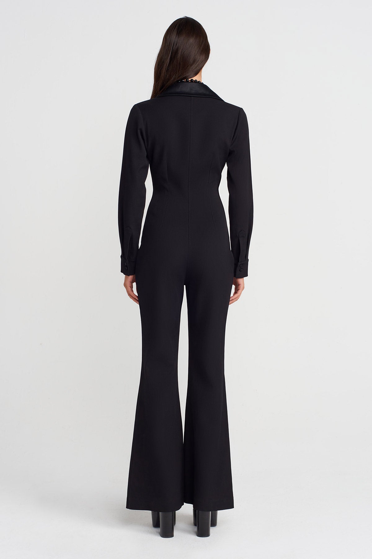 Black Jacket Collar Overalls-K254014085