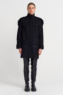 Black Military Detailed Tweed Dress-K254014096