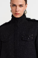 Black Military Detailed Tweed Dress-K254014096