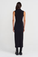 Black Turtleneck Long Jersey Dress-K254014104